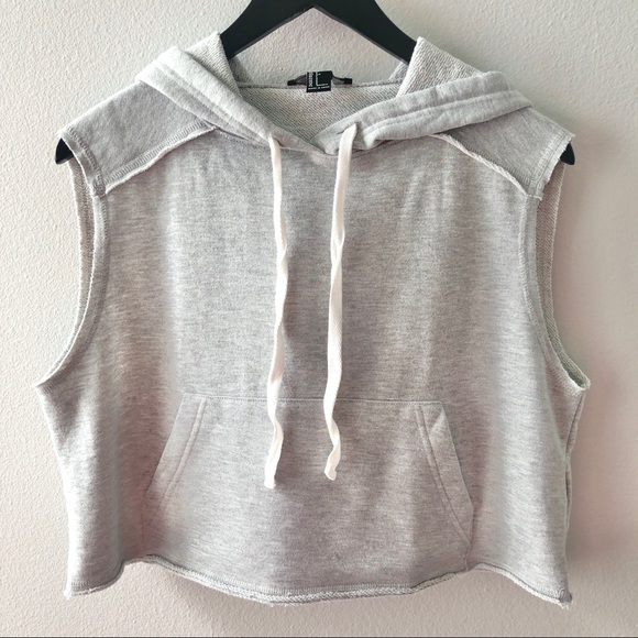 Forever 21 Tops - Forever 21 Gray Athletic Sleeveless Crop Hoodie